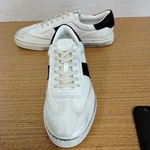 Greats The Charlies White and Black Distressed  Men's Sneakers/ Leather